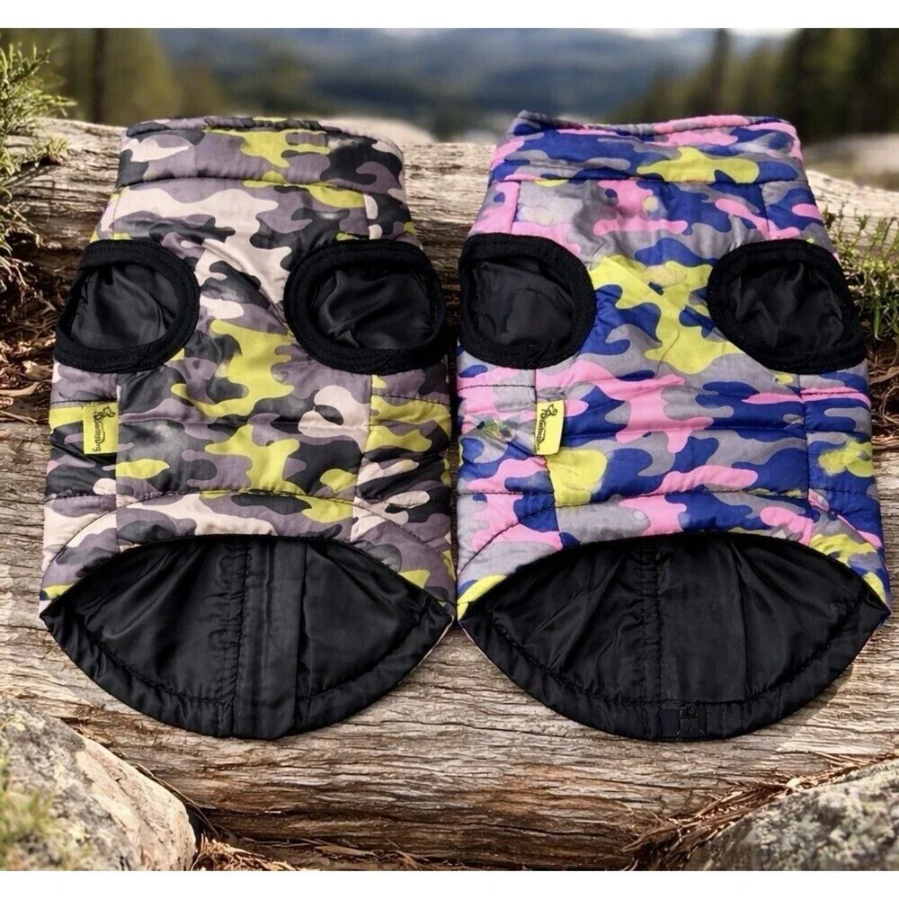 2 Lot Dog Winter Jacket Camo Waterproof Coat Dog Camouflage Coat Puffer Small
